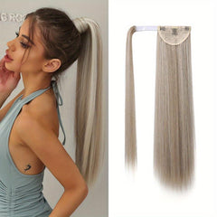 Natural Look Long Straight Ponytail With Hair Tie