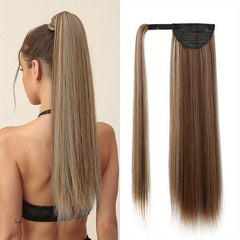 Natural Look Long Straight Ponytail With Hair Tie