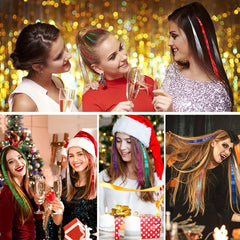 Hair Tinsel Kit 3200 Stands Halloween Christmas Glitter Sparkle Hair Extensions