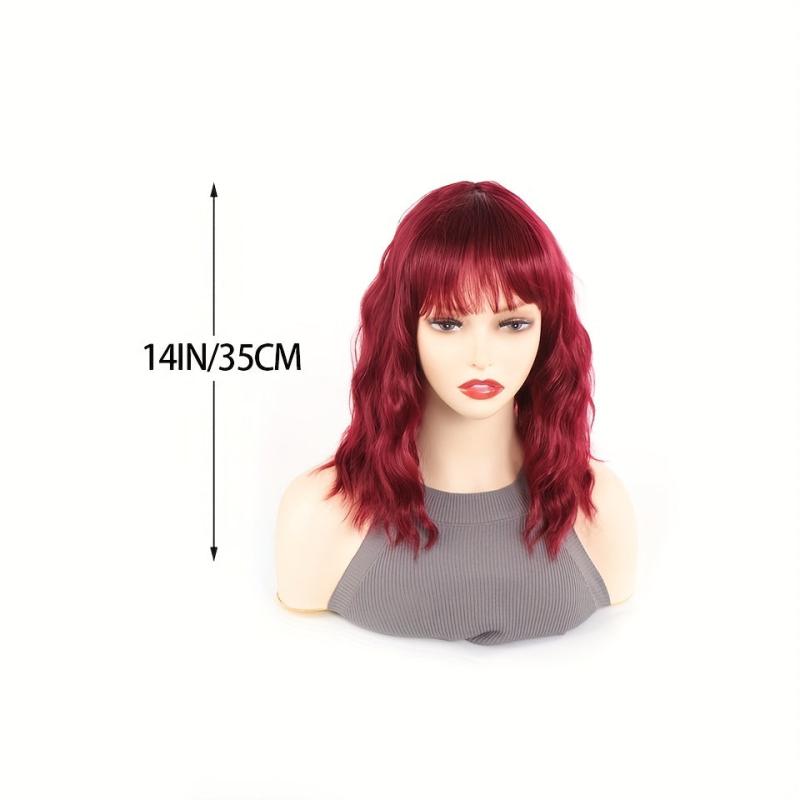 Short Curly Bob Cut Wig With Bangs Synthetic Wig Heat Resistant