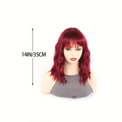 Short Curly Bob Cut Wig With Bangs Synthetic Wig Heat Resistant