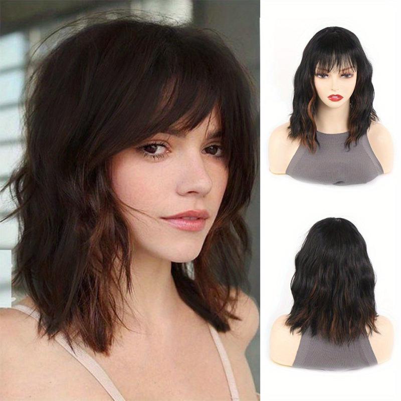 Short Curly Bob Cut Wig With Bangs Synthetic Wig Heat Resistant
