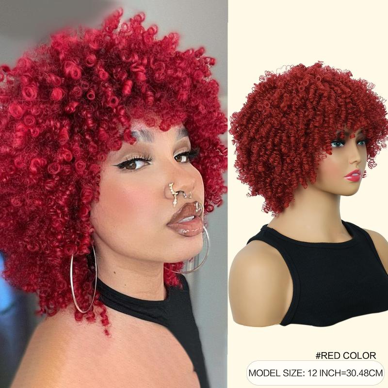 Curly Afro Wig With Bangs Shoulder Length Wigs