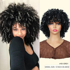 Curly Afro Wig With Bangs Shoulder Length Wigs