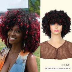 Curly Afro Wig With Bangs Shoulder Length Wigs