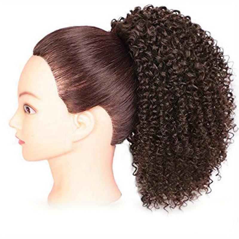 Kinky Curly Afro Drawstring Ponytail Extension 25.4cm Synthetic Hair