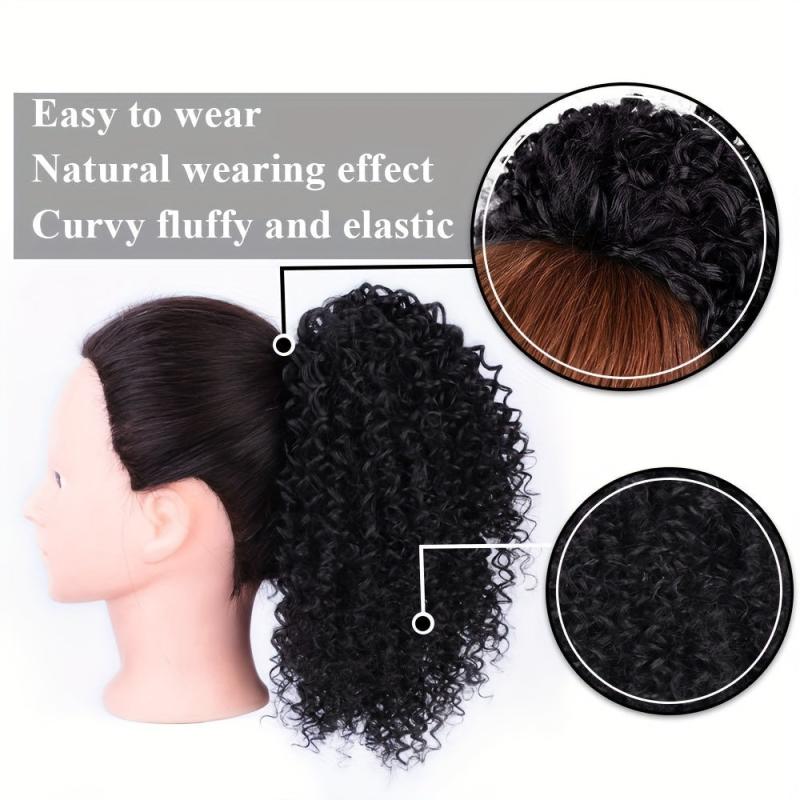 Kinky Curly Afro Drawstring Ponytail Extension 25.4cm Synthetic Hair