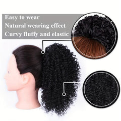 Kinky Curly Afro Drawstring Ponytail Extension 25.4cm Synthetic Hair