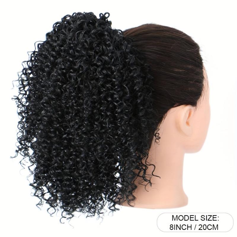 Kinky Curly Afro Drawstring Ponytail Extension 25.4cm Synthetic Hair