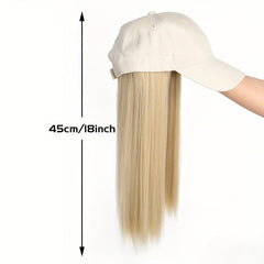 Straight Hair Hat Adjustable Baseball Cap with Attached Long Hairstyle Wig