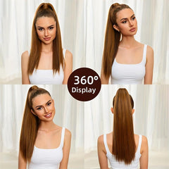 Long Straight Ponytail Extensions Synthetic Clip In Hair Extensions