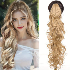 Women's Claw Clips Ponytail Wavy Long Curly Hair Extensions Voluminous Wigs