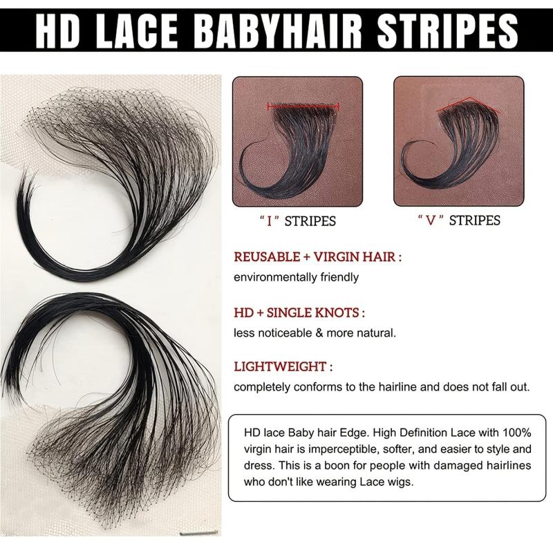 2pcs Human Hair Invisible Hairline Parallel Edge Lace Baby Hair HD Lace