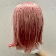 Pink Synthetic Bob Wig Short Straight Style Natural Shine