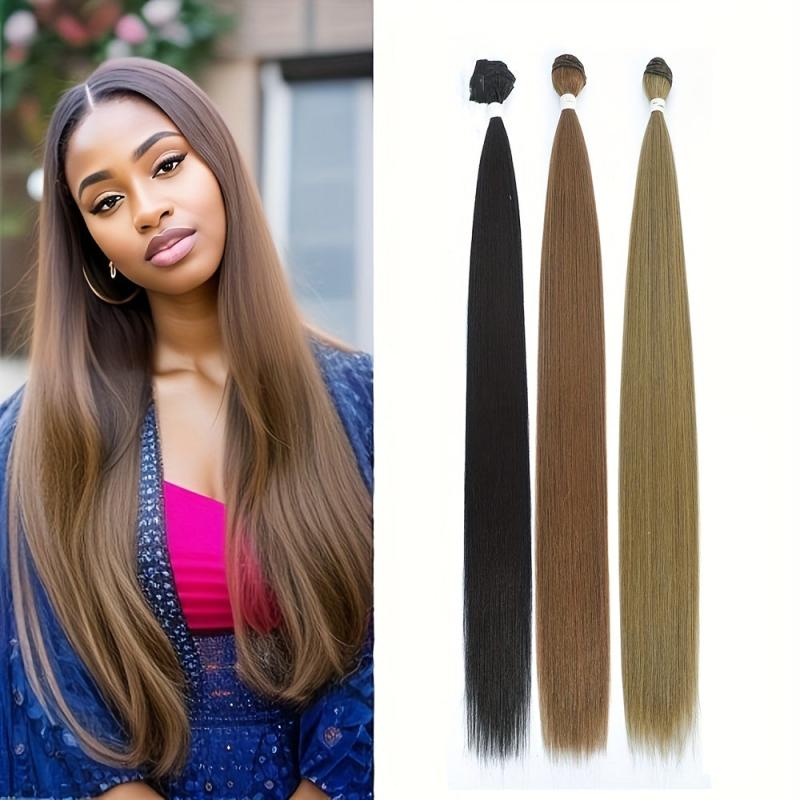 76.2cm Colored Long Straight Hair Bundle Synthetic Hair Extensions Weft