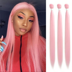 76.2cm Colored Long Straight Hair Bundle Synthetic Hair Extensions Weft