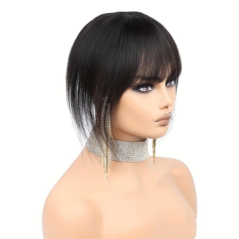 Natural Straight Clip In Hair Extensions with Bangs for Women