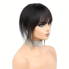 Natural Straight Clip In Hair Extensions with Bangs for Women