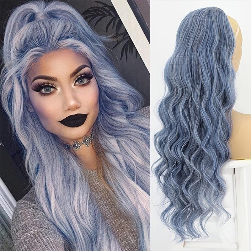 Long Wavy Drawstring Ponytail Extensions Natural Soft Clip In Ponytail