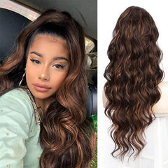 Long Wavy Drawstring Ponytail Extensions Natural Soft Clip In Ponytail