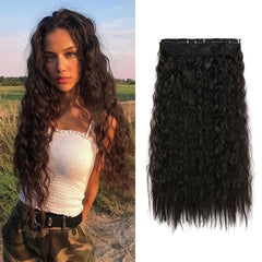 Corn Wavy Clip In Hair Extensions 1PCS Synthetic Long Hair Hairpieces