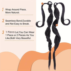 Long Braided Ponytail with Elastic Hair Rope for Daily Use and Parties