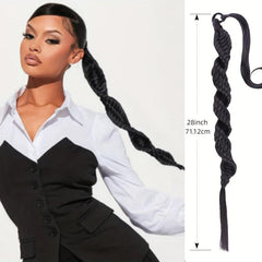 Long Braided Ponytail with Elastic Hair Rope for Daily Use and Parties