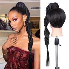 Long Braided Ponytail with Elastic Hair Rope for Daily Use and Parties