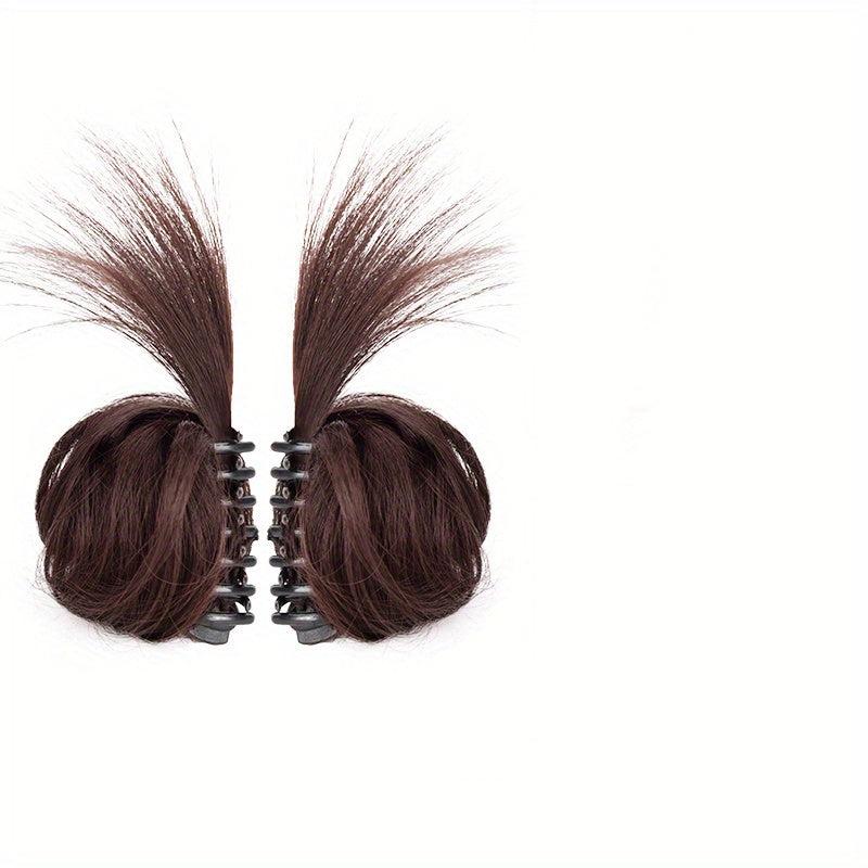 2PCS Hot Girl Chicken Feather Double Ball Head Wig Bag Ponytail