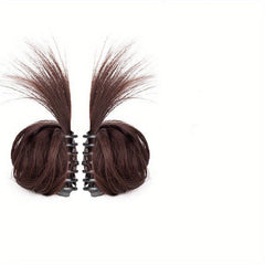 2PCS Hot Girl Chicken Feather Double Ball Head Wig Bag Ponytail