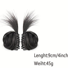 2PCS Hot Girl Chicken Feather Double Ball Head Wig Bag Ponytail