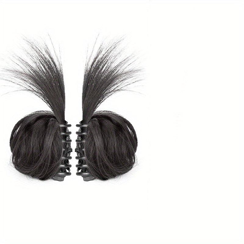 2PCS Hot Girl Chicken Feather Double Ball Head Wig Bag Ponytail