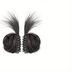2PCS Hot Girl Chicken Feather Double Ball Head Wig Bag Ponytail