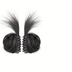2PCS Hot Girl Chicken Feather Double Ball Head Wig Bag Ponytail