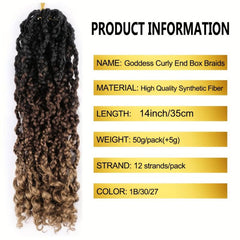 Goddess Box Braids Crochet Hair Curly Ends Boho Wig 1B