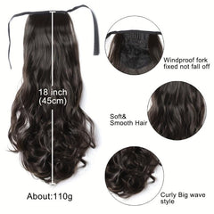 Large Curly Wave Ponytail Extension Synthetic Hair For Women