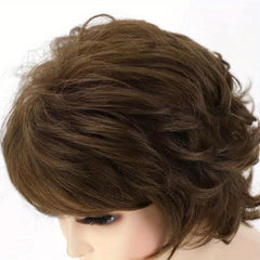 Short Grey Pixie Cut Wigs Layered Synthetic Hair Mixed Gray Wig With Bangs