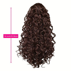 Brown Curly Ponytail Extension Synthetic Drawstring Ponytail 35-56 cm