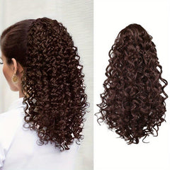 Brown Curly Ponytail Extension Synthetic Drawstring Ponytail 35-56 cm