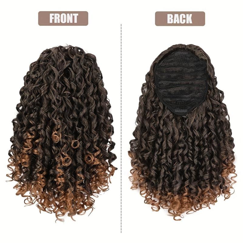 Brown Curly Ponytail Extension Synthetic Drawstring Ponytail 35-56 cm