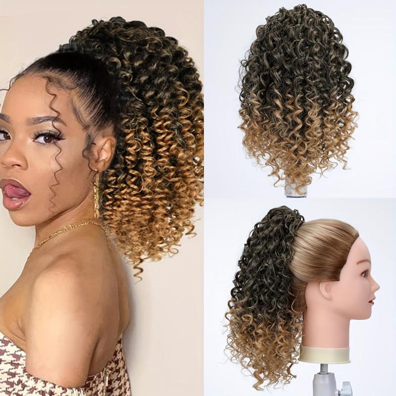 Brown Curly Ponytail Extension Synthetic Drawstring Ponytail 35-56 cm