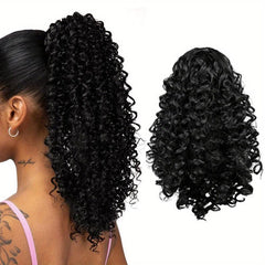 Brown Curly Ponytail Extension Synthetic Drawstring Ponytail 35-56 cm
