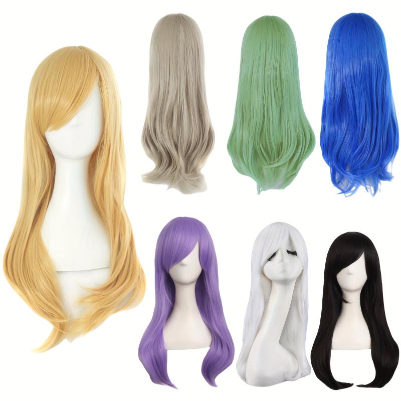 24 Inch Anime Side Bangs Wavy Curly Cosplay Party Wig Costume for Halloween