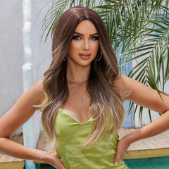 60 96 Cm Long Curly Brown Ombre Blonde Wig Synthetic Daily Use Party Cosplay