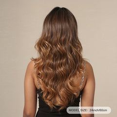 60 96 Cm Long Curly Brown Ombre Blonde Wig Synthetic Daily Use Party Cosplay