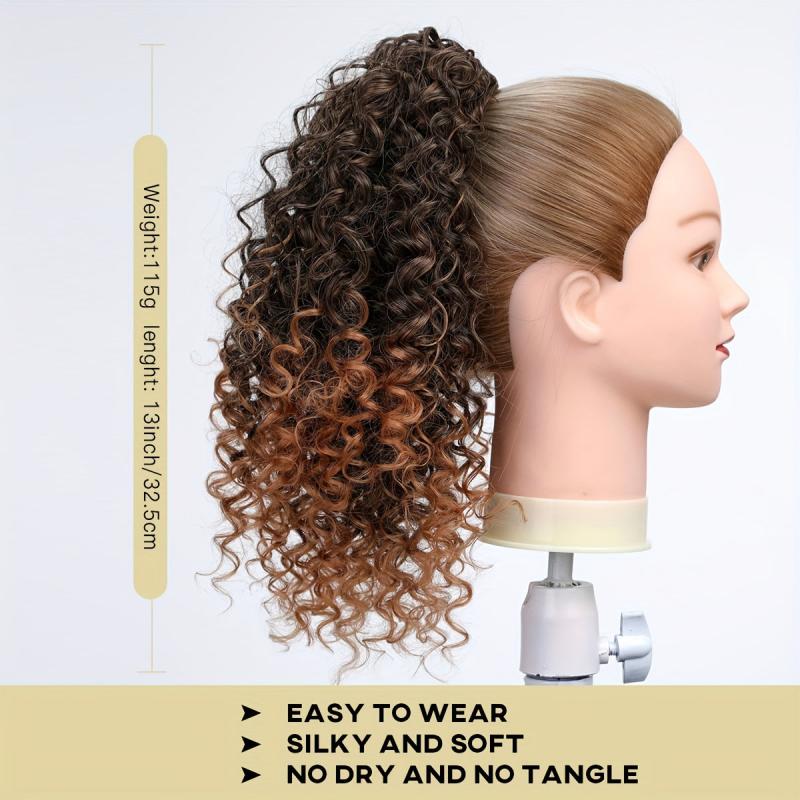 Medium Long Curly Drawstring Ponytail Synthetic Clip In Hair Extensions