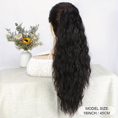 Long Curly Wavy Ponytail Extensions Natural Looking