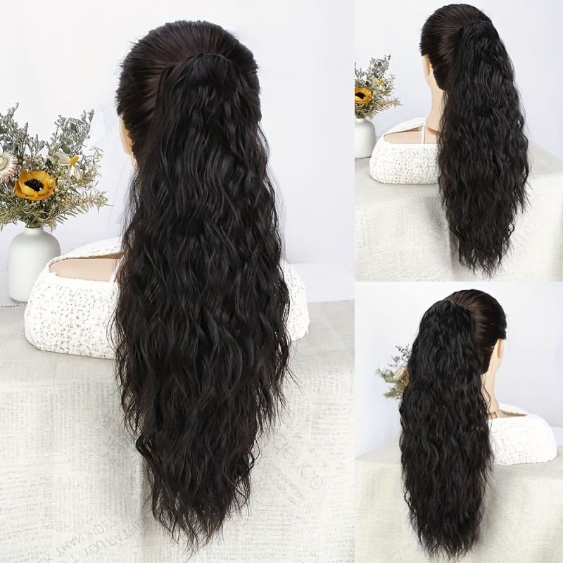 Long Curly Wavy Ponytail Extensions Natural Looking