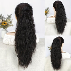 Long Curly Wavy Ponytail Extensions Natural Looking