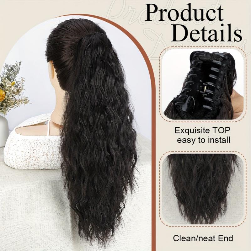 Long Curly Wavy Ponytail Extensions Natural Looking